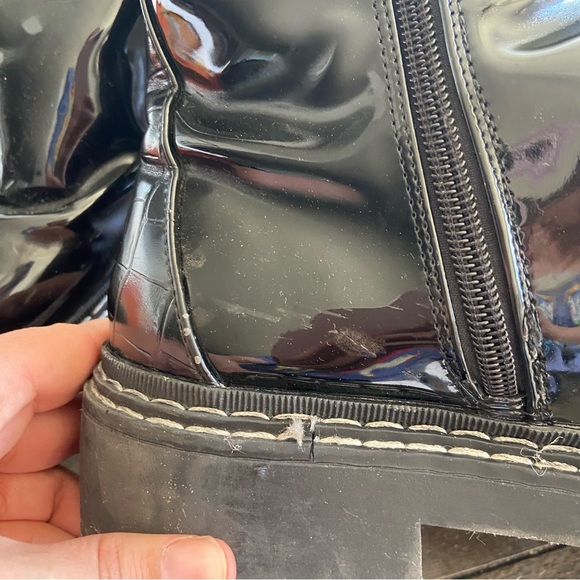 River Island Wide Fit Chunky Black Patent Chelsea Boots Size 39 - Picture 13 of 14